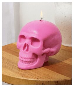 Alarmingly Pink Skull Candle